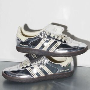 Wales Bonner Adidas Silver Sambas in Size 7